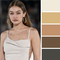 A Soft Autumn colour palette - Gigi Hadid at Paris Fashion Week 2020 Autumn Color Palette Fashion, Deep Autumn