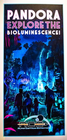 the poster for pandora explores the bioluminescence, which is part of an exhibit at the science museum