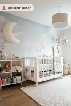 #babyletto Scoot Crib • nursery designed by @fernandfigdesign️ Peel And Stick Wallpaper For Nursery, Nursery Wallpaper Boy, Dreamy Nursery, Cozy Nursery, Baby Boy Room Decor