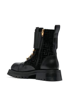 Balmain embossed-button Detail Ankle Boots - Farfetch Ankle Boots Black, Monogram Pattern, Balenciaga Designer, Shoe Size Chart, Black Ankle Boots, All Black Sneakers, Everyday Look, Calf Leather, Black Boots