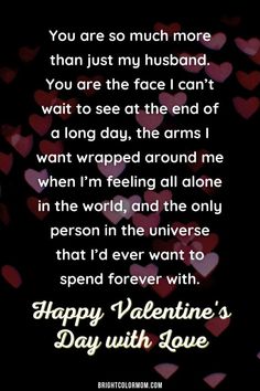 a valentine poem with hearts in the background