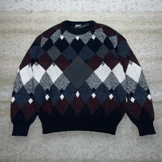 Vintage Grandpa Sweater 100% Acrylic Genuine Leather Trim Insane Art 90s Skate / Streetwear Great Condition: 9/10 Men's Size: Large Pit to Pit: 24" Length: 27" Sleeve Length: 21" Vintage Sweater For Fall Streetwear, Vintage Fall Sweater For Streetwear, Retro Crew Neck Outerwear For Fall, Retro Crew Neck Fall Outerwear, Vintage Fall Sweater For Cold Weather, Fall Vintage Sweater For Cold Weather, Vintage Black Crew Neck Outerwear, Grunge Crew Neck Outerwear For Fall, 90s Style Fall Sweater For Streetwear