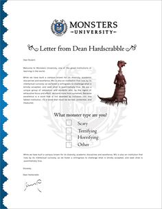 a letter from dean hardcastle to someone who is on top of the monster's tail