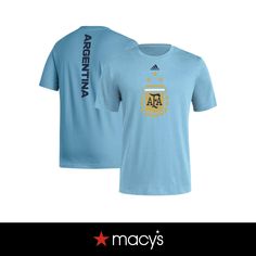 in stock Adidas Blue T-shirt For Streetwear, Blue Adidas Logo T-shirt With Short Sleeves, Adidas Cotton T-shirt For Fan Merchandise, Blue Sporty Adidas Logo T-shirt, Blue Adidas Sportswear T-shirt, Argentina National Team, Adidas Men, In Store, Pick Up