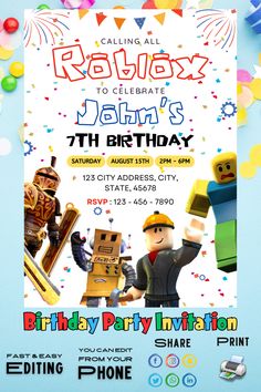 a birthday party with legos and confetti