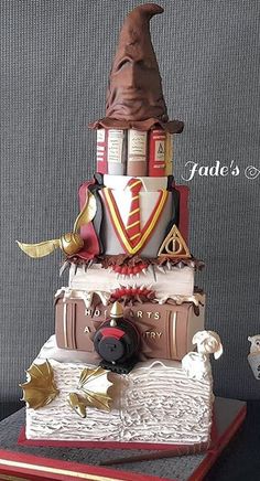 a three tiered harry potter themed cake