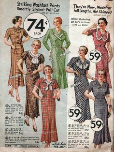 vintage 1930s dresses / 30s fashion / dust bowl dress / 30s sears catalog Outfits 30s, Dust Bowl