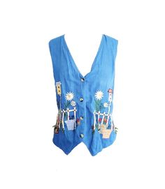 women: CASEY & MAX Embroidery Contrasted Vest - Size Medium Embroidery Garden, Wild Fable, Ruffle Top, On Back, Gingham, Size Medium