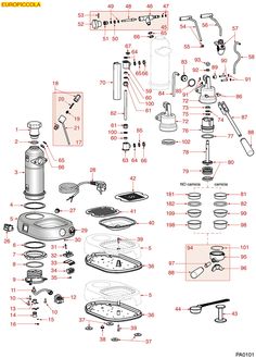 the parts and diagram for a kitchen faucet, including an overhead sprayer