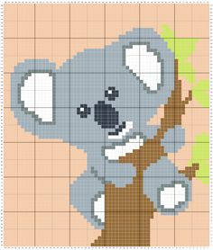 a cross stitch pattern with a koala bear