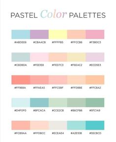 the pastel color palettes are all different colors