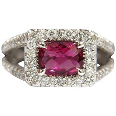 2.73 Carat Natural Bright Pink Tourmaline Diamond Ring Split Shank 14 Karat Stunning Aesthetic, Split Shank Ring, Split Shank, Pink Tourmaline, Solitaire Ring, Bright Pink, Tourmaline, Gemstone Jewelry, Heart Ring