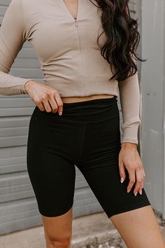 - In the gym or on a coffee run, these athletic shorts are perfect for a luxe touch to your outfit! - Stretchy butter soft material - A waistline with a wide band - A figure hugging silhouette that ends in straight mid-thigh length hemlines Solid Biker Shorts With Elastic Waistband For Gym, Versatile High Stretch Black Biker Shorts, Black Stretch Athleisure Biker Shorts, Athleisure Biker Shorts With Elastic Waistband For Yoga, Black Stretch Biker Shorts Athleisure, Versatile Black Stretch Athletic Shorts, Stretch Black Knee-length Activewear Shorts, Black Stretch Knee-length Activewear Shorts, Black Compression Biker Shorts With Elastic Waistband