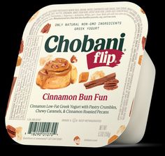 a box of chobani flip cinnamon buns