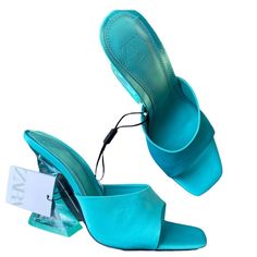 New With Tags Open To Offers Good Material Ships Next Day Questions Ask Me Blue Heels, Clear Heels, Zara Shoes, Aqua Blue, Ask Me, Next Day, Shoes Women Heels, Shoes Heels, Color Blue