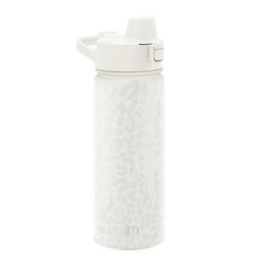 thermos bottle is white with leopard print