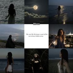 a collage of photos with the caption'moon she was able to see the moon as a part of her body