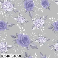 purple roses and leaves on a gray background