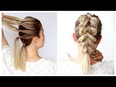 Cute Hair Updos Easy For Work Braids, Over Under Braid, Short Hair Pull Through Braid, Braid Tutorial Medium Hair, Pull Through Mohawk Braid, Easy Pull Through Braid Hair Tutorials, How To Pull Through Braid, Fake Braid Tutorial, No Braid Braid