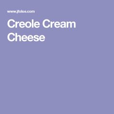 the words creole cream cheese are in white letters on a purple background with an image