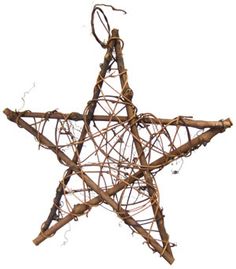 a wooden star ornament made out of branches