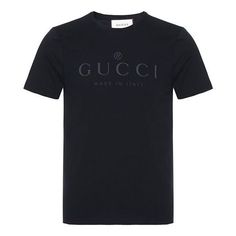 GUCCI Logo T-shirt 'Black' 441685-X3A80-1000 Gucci T Shirt Mens, Gucci Shirt, Gucci T Shirt, Gucci Logo, Phone Wallpaper For Men, Black Luxury, Gucci Men, Stylish Sneakers, Logo T Shirt