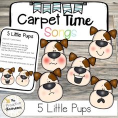 five little pups are featured in this printable game