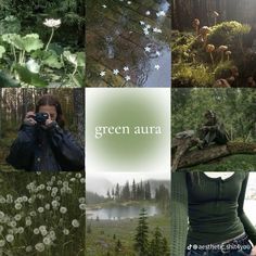 a collage of photos with the words green aura