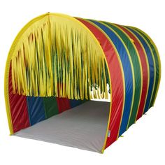 a colorful tent with fringes on it