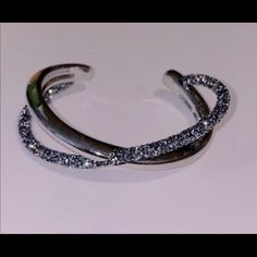 Never Worn. Silver Crystal Dust Bangle New Without Tags. Jewelry Black, Swarovski Jewelry, Silver Crystal, Womens Jewelry Bracelets, Black Silver, Bangles, Cuff, Women Jewelry, Crystals