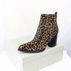 - Mlalvaly / Brown Multi Pony - Leopard Print / Pointy Toe - Pull On / Slip On - Covered Elastic-Gore Insets - Chunky Block Heel - Approx. 3.25" Heel / 4" Shaft - Item May Show Signs Of Shelf Wear From Being In A Retail Environment Chunky Block Heels, Marc Fisher, Calf Hair, Leather Ankle Boots, Block Heels, Bootie Boots, Black And Brown, Leopard Print, Ankle Boot