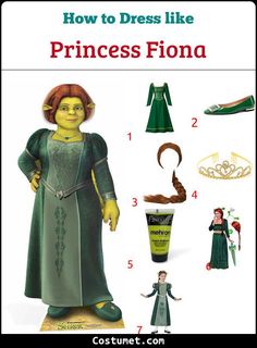 how to dress like princess flona from the wizard's costume book, with instructions for