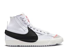 Wmns Blazer Mid '77 Jumbo 'White Black' - Nike - DQ1471 100 - white/white/sail/black | Flight Club Flight Club, Blazer Mid, Latest Shoes, White White, Black Nikes, High Top Sneakers, Flight, White And Black, Blazer