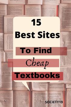 books stacked on top of each other with the text 15 best sites to find cheap textbooks