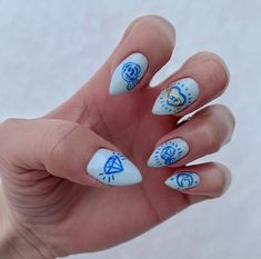 Zodiac Modern Nail Designs Zodiac Nail Designs, Length Nails, Celestial Realm, Columbia Blue