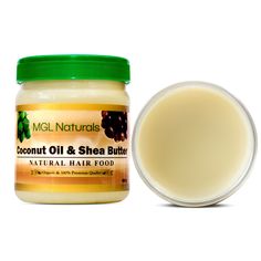 MGL naturals Coconut Oil & Shea Butter Natural Hair Food is natural. Made with nature's best kept secret for growing hair longer, lustrous and healthier. It gives hair incredible moisture, shine, softness, thickness and conditions the scalp. Giving you the most gorgeous hair transformation with organic Shea Butter and Virgin Coconut oil sourced from determined rural women whose livelihood is improved because you purchased this natural hair food fairly. DIRECTION: Gently apply to the hair and massage into the scalp. INGREDIENTS: Virgin Coconut Oil, Organic Unrefined Shea Butter, Vitamin E, Petrolatum and Fragrance.  Super Hair Growth, Edges & Damaged Hair Repair  Our all-time best-selling leading flagship product for super healthy hair growth, edges, beard, intensive hair repair, hydration, Color Stripping Hair, Super Hair Growth, Shea Butter Hair, Skin Moles, Growing Hair, Deep Conditioning Hair, Rural Women, Unrefined Shea Butter, Grow Long Hair