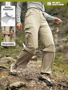 Women Solid Color Cargo Pocket Drawstring Cuffs Hiking Pants Khaki    Woven Fabric  Cargo Slight Stretch  Women Outdoor Apparel, size features are:Bust: ,Length: ,Sleeve Length: Hiking Pants, Outdoor Apparel, Fashion Tips For Women, Outdoor Woman, Tron, Trousers Women, Trekking, Woven Fabric, Length Sleeve