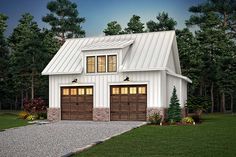 a two car garage is shown in this rendering