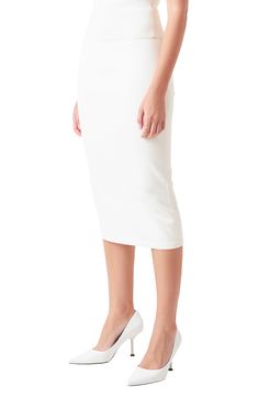 Update your midi skirt for sweater weather with this cozy knit version fashioned in a pencil silhouette. Pull-on style 90% rayon, 9% nylon, 1% spandex Hand wash, dry flat Imported Chic Bodycon Midi Length Skirt, Chic Stretch Midi-length Pencil Skirt, Chic Stretch Midi Length Pencil Skirt, White Relaxed Fit Midi Pencil Skirt, Spring Midi Pencil Skirt In Elastane, Spring Midi Elastane Pencil Skirt, Spring Midi Pencil Skirt, Fitted White Knee-length Pencil Skirt, Elegant White Midi Pencil Skirt