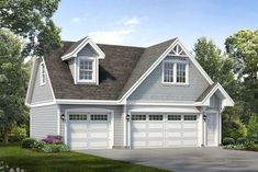 this is an artist's rendering of the garage and living quarters for these two - story house plans