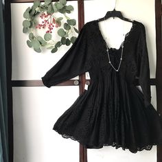 This Cute Black Mini From Free People Is The Definition Of Romantic, It Will Turn Heads With Every Wear! Measurements: Length: 37” Waist: 15” Stretchy Material At Waist Bohemian Black Mini Dress For Brunch, Mini Boho Dress, Lace Hankies, Glitter Mini Dress, Boho Cowgirl, Chiffon Mini Dress, Boho Mini Dress, Mini Tank Dress, Lace Slip Dress