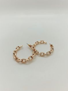 Gold Chain Hoop Earrings | Gold Link Jewelry | Be Bright Jewelry Trendy Rose Gold Hoop Earrings, Trendy Rose Gold Chain Jewelry, Modern Hoop Earrings With Chain Detail, Trendy Metal Hoop Earrings, Everyday Chain Metal Earrings, Everyday Metal Chain Earrings, Trendy Metal Dangle Hoop Earrings, Trendy Dangle Hoop Earrings, Trendy Small Hoop Earrings In Rose Gold