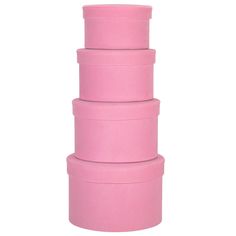 four pink containers stacked on top of each other