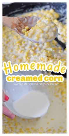 This recipe for Homemade Cream Corn is absolutely delicious, quick to make, and very easy. The perfect side for any meal or holiday meal.   www.kidfriendlythingstodo.com Frozen Creamed Corn, Homemade Cream Corn Recipe, Easy Cream Corn, Creamed Corn Recipe Easy, Cream Corn Recipe, Grits Recipes, Homemade Cream Corn, Freeze Cream, Creamed Corn Recipes