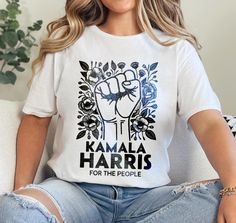 Kamala Harris 24 For The People Shirt, President Kamala Harris 2024 Shirt, Madam President Kamala Harris Shirt, Democrat Shirt, Election Tee Welcome to Creozive  ✅ How to Order ✔ Please check and review all listing photos for details ✔ Choose your shirt style, size and color according to Size & Color chart ✔ Click "add to cart" Also, you may go back to add more product then Click "Proceed to check out" ✔ When you check out, you may add a note to seller for any request  Product Details ✔ 100% Cotton ✔ Shoulder-to-shoulder taping ✔ Unisex sizing ✔ Retail fit ✔ Pre-shrunk ✔Tear away label Please see images for sizing details. Measure your current shirts that fit well and match up to our size charts for a better idea on sizing for you. ⚗ Care Instruction Turn garment inside out and wash cold o Size Charts, Color Chart, Shoulder Taping, Shirt Style, Inside Out, Art Collection, Bathing Beauties, Adult Outfits, Tops & Tees