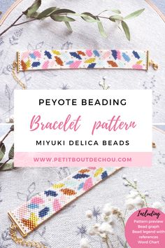 Create a stunning beaded bracelet using Miyuki delica beads and the peyote technique by following this pattern including bead references, bead graph, preview and word chart. Click now to get yours! #peyotebracelet #peyote stitch #beadpattern #braceletpattern #Miyukipattern Tissage peyote: bracelet feuilles colorées - Petit Bout de Chou Look Beading Patterns, Miyuki Delica Pattern, Bead Patterns Bracelet, Miyuki Bracelet Pattern, Miyuki Pattern, Colourful Leaves, Miyuki Beads Pattern, Miyuki Delica Beads