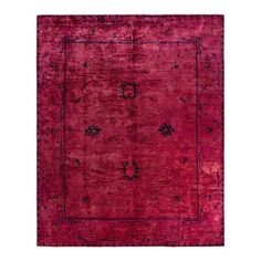 a red rug with an intricate design on the middle and bottom, it is very soft