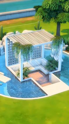 an artist's rendering of a pool and gazebo