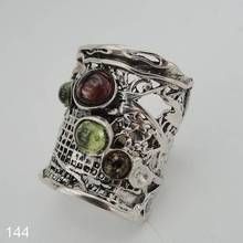 925 Tourmaline Ring, Hadar Jewelry Handcrafted Sterling Silver , Green Red Gemstone Jewelry, Square Diamond Earrings, Beautiful Silver Rings, Garnet Ring Silver, Red Tourmaline, Multi Gemstone Ring, Green Jewelry, Citrine Ring, Tourmaline Ring