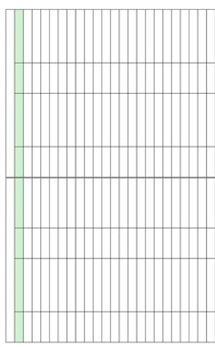 a graph paper with squares and lines in green on the bottom, one line at the top